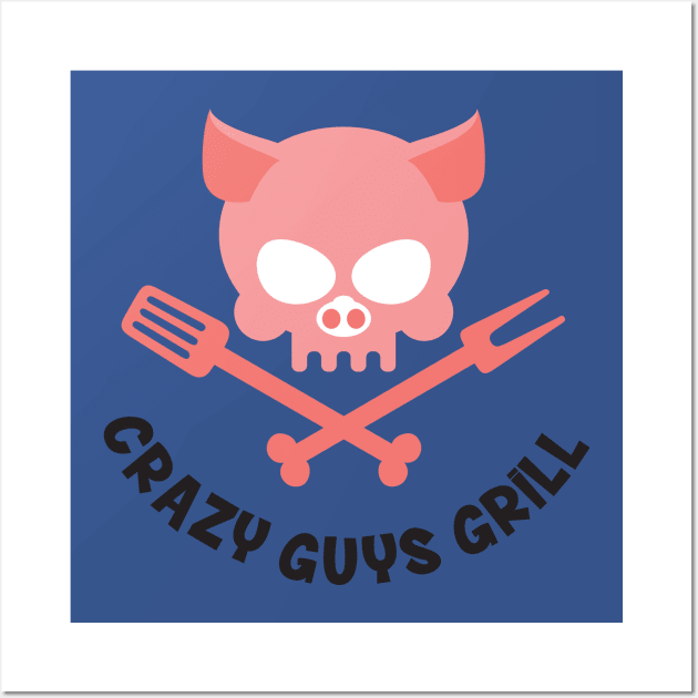 Crazy Guys Grill Pig 1 Wall Art by radbadchad